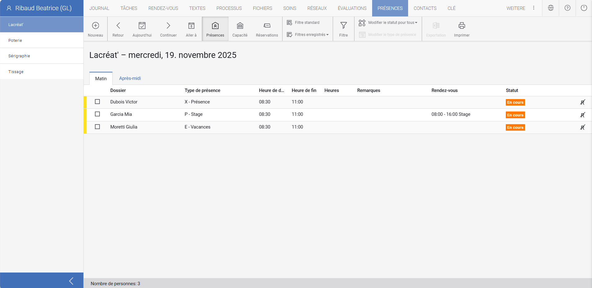 Screenshot Anwesenheiten FR