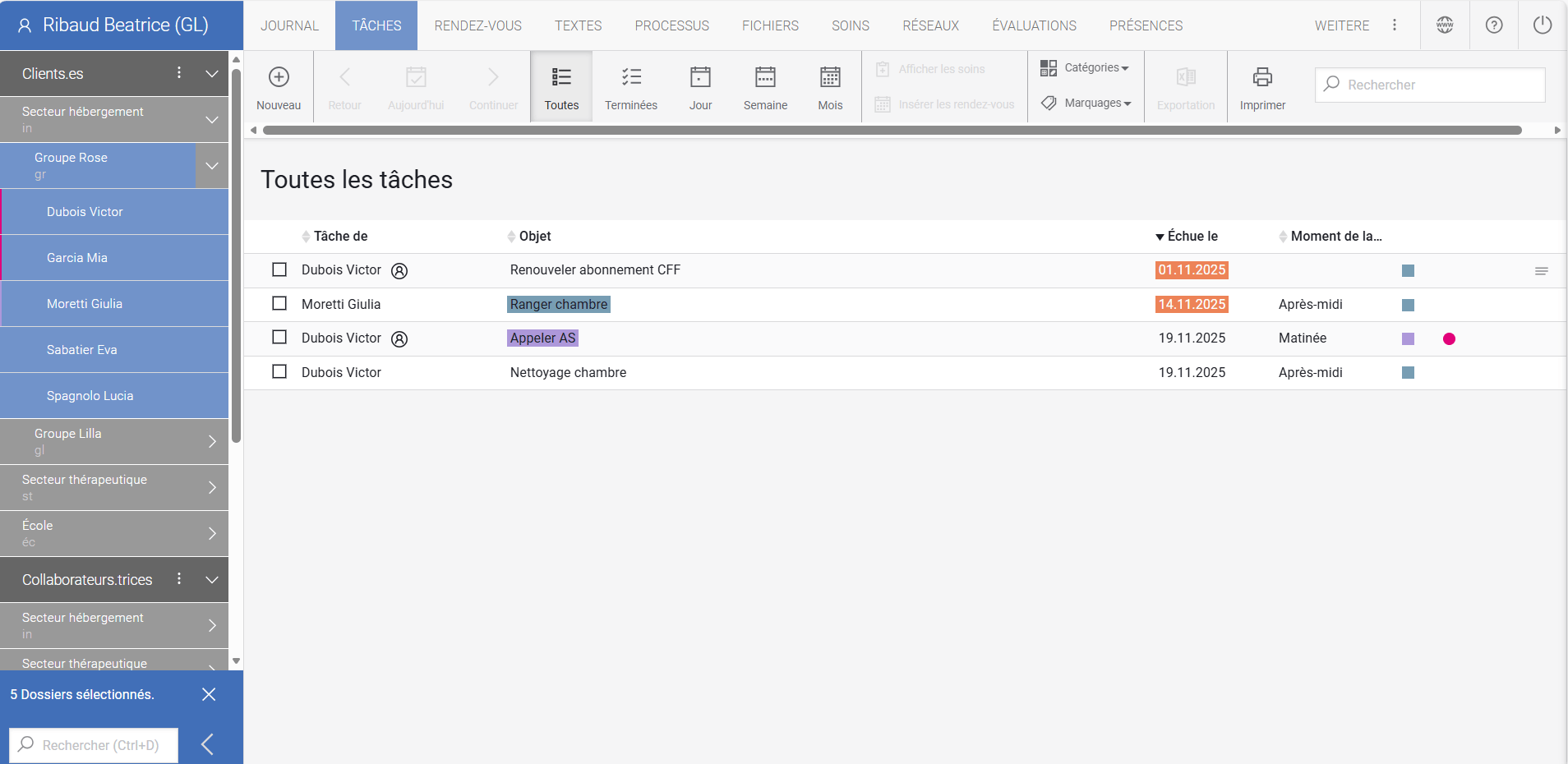 Screenshot Aufgaben FR