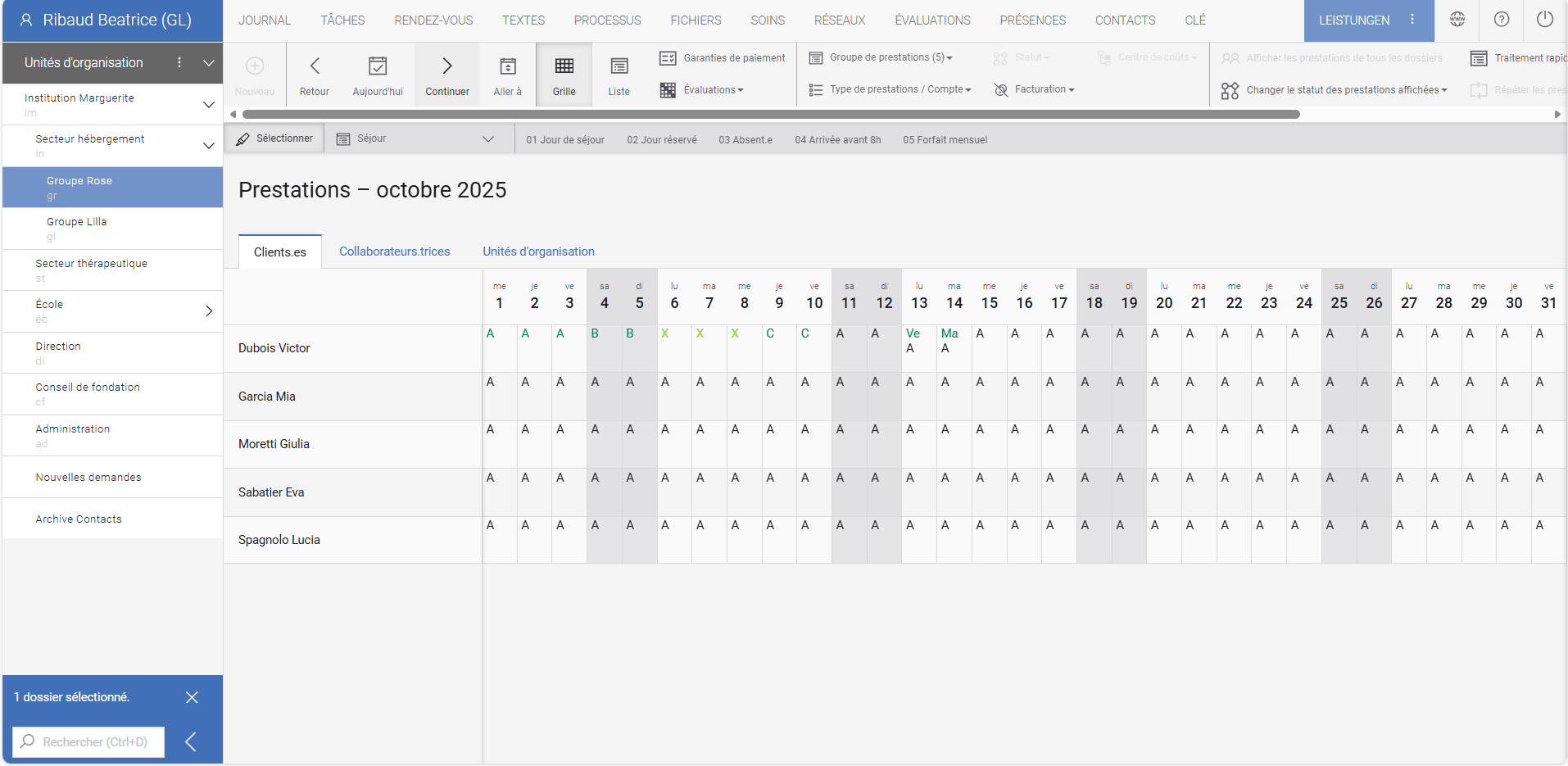 Screenshot Leistungen FR