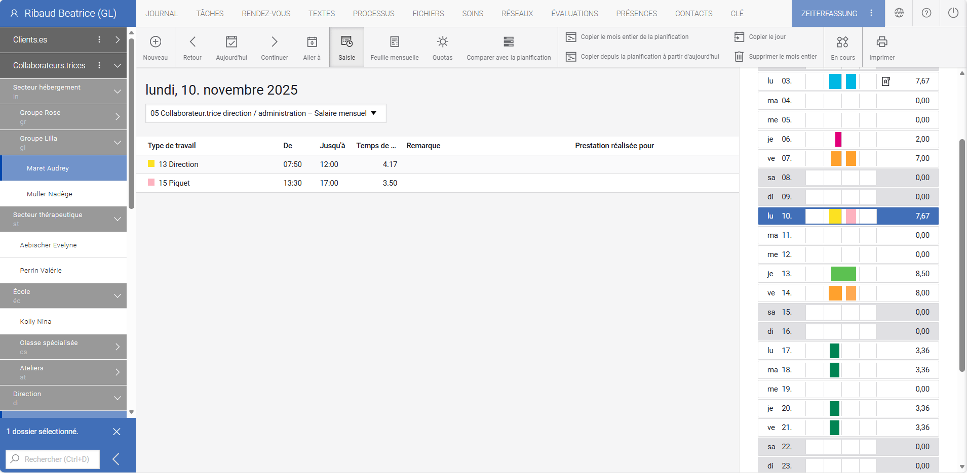 Screenshot Zeiterfassung FR